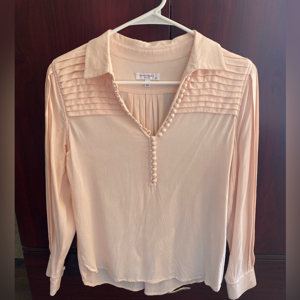 Equipment Blush Pink Pleated Blouse